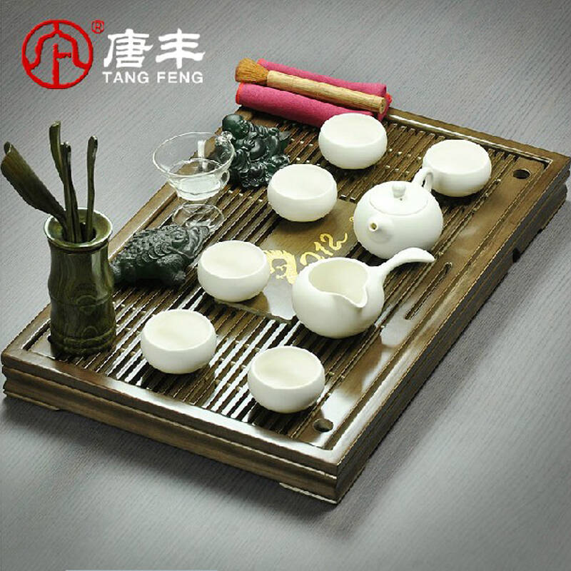 唐丰茶具 陶瓷定窑功夫茶具实木茶盘茶壶整套装 第三款