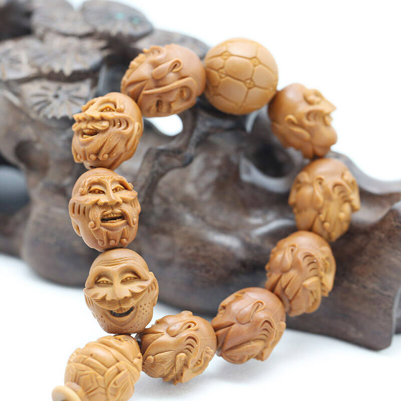 尚鸿缘 天然橄榄核纯手工雕刻手串手链 南工精雕 【十八罗汉】 14mm