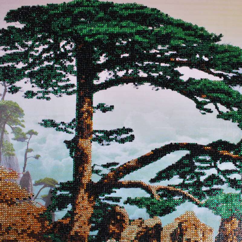 简单点5d钻石画迎客松钻石绣圆钻贴钻十字绣风景花草客厅挂画山水画5d