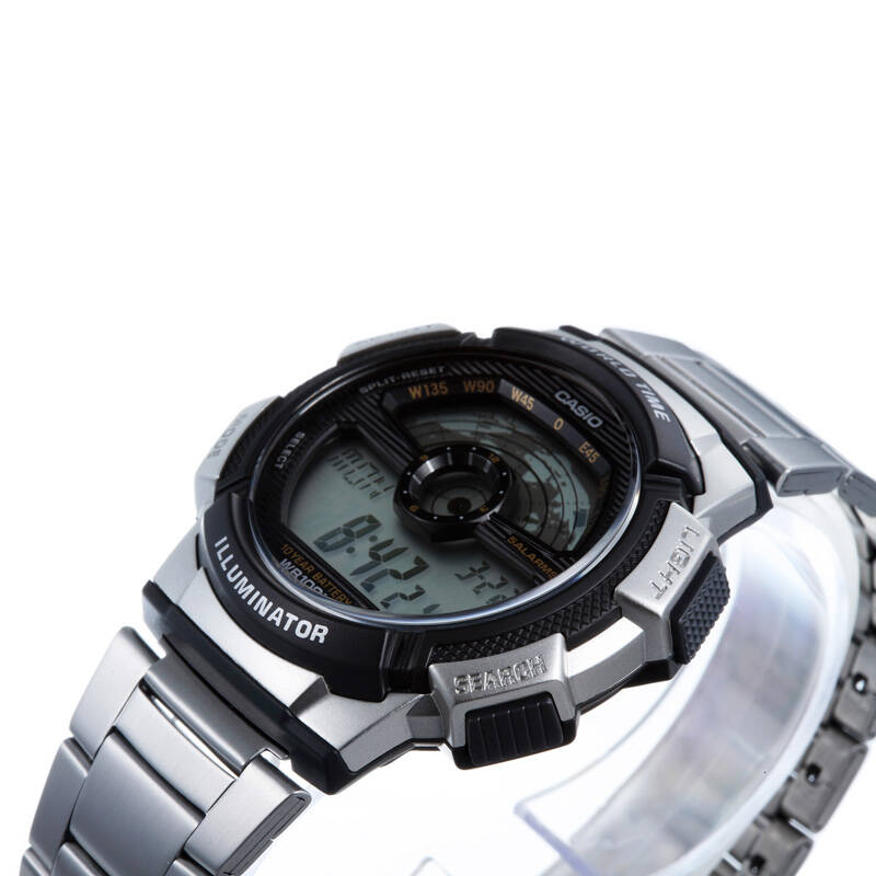 卡西欧(casio)运动手表 学生电子男表 户外防水 黑盘钢带ae-1100wd-1a