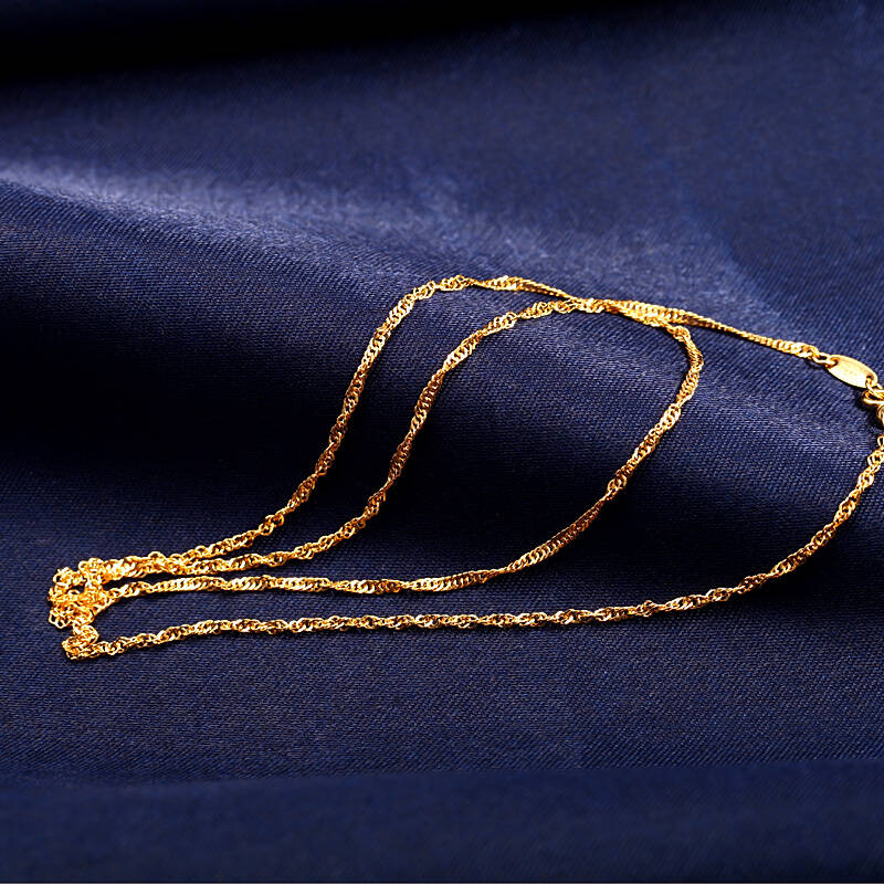 张万福 黄金项链 时尚水波纹足金项链精致项链 绞丝链