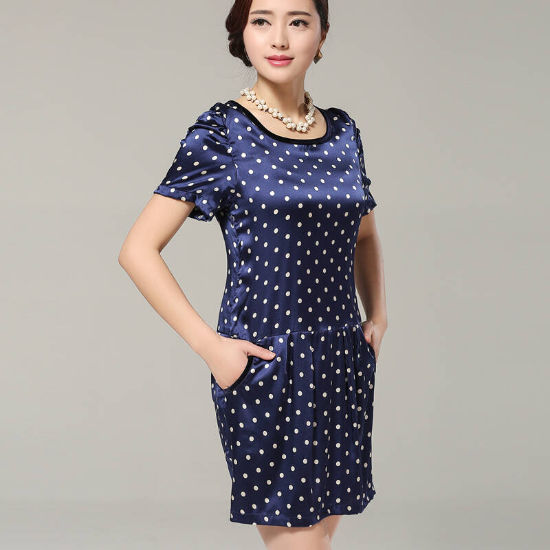 zogaa2014夏季新款韩版大牌特价时尚休闲女装高端定制丝绸波点真丝