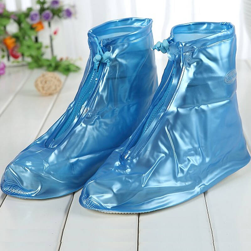 儿童防滑中高筒雪天下雨天雨靴套 505型_平跟_蓝色 xl