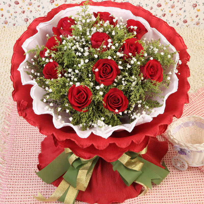 爱的鲜花速递全国 11朵红玫瑰鲜花 生日礼物 爱情鲜花