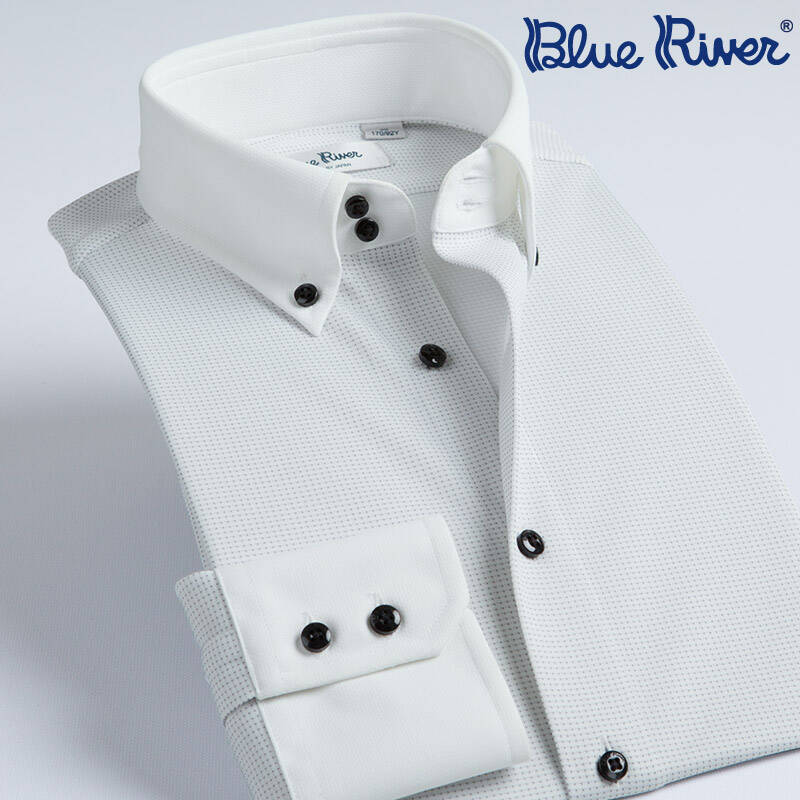 蓝河blueriver2014秋装男士长袖衬衫优雅条纹免烫抗皱