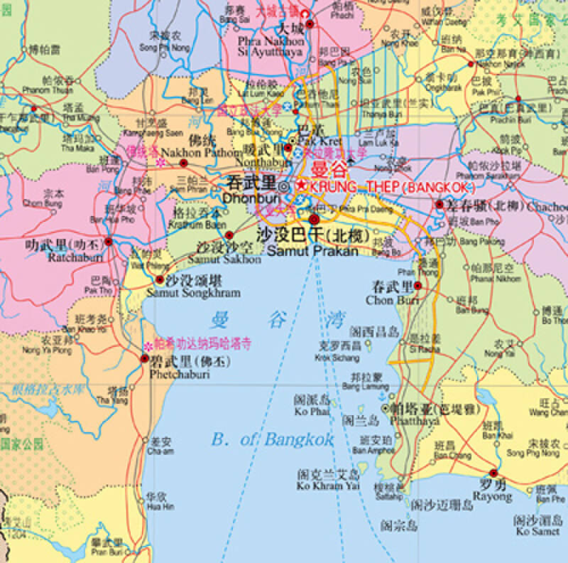 世界热点国家地图--泰国地图挂图 折叠图(折挂两用 中外文对照 大字