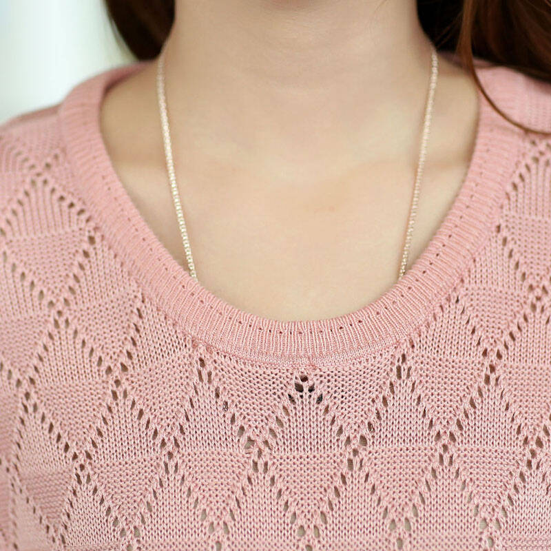 2014春装韩版新款 菱形格镂空钩花针织衫女套头蝙蝠衫长袖 1529 粉色