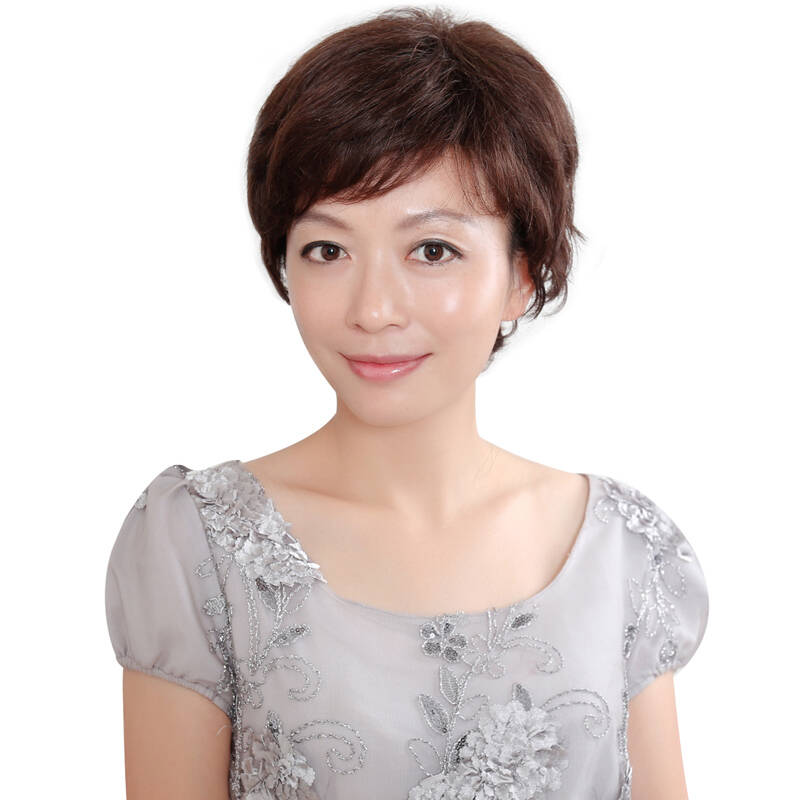 玫瑰雨 气质真发短卷发 中老年假发短发女士妈妈假发