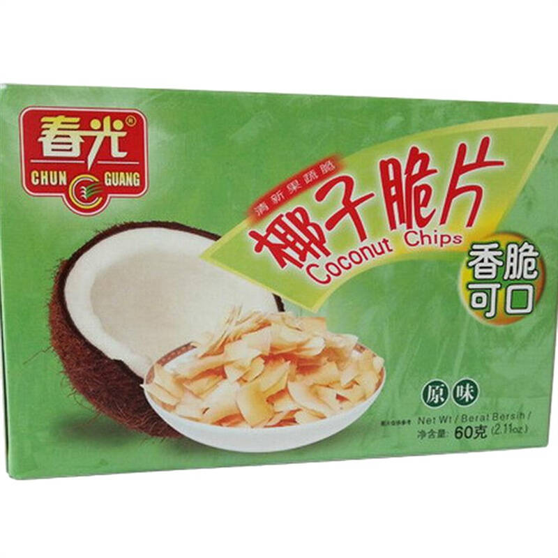 海南特产春光原味椰子脆片60g4袋