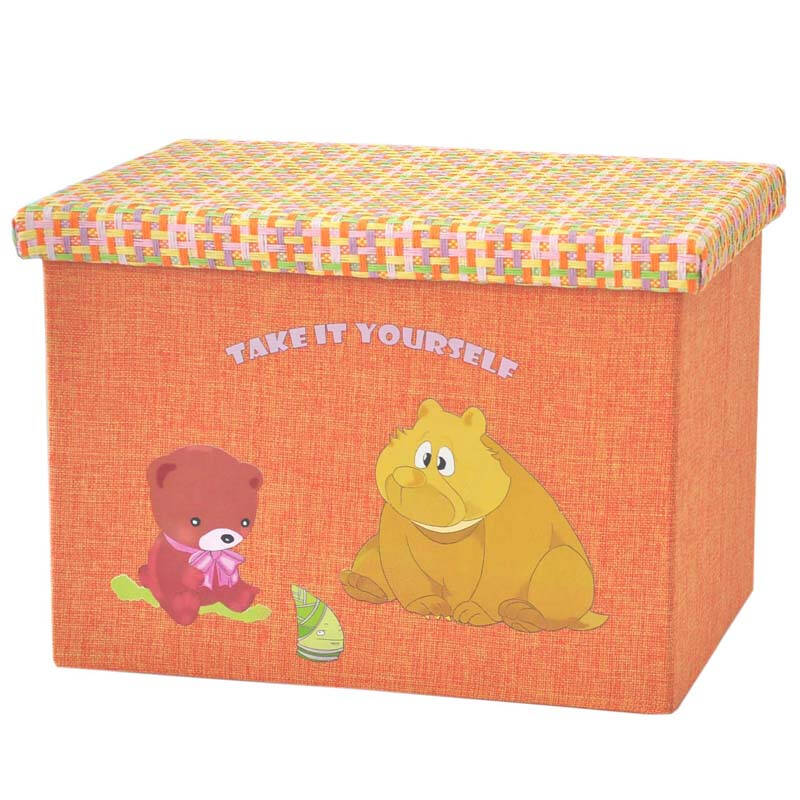 天作之盒 you box 精美卡通烫画麻布收纳箱 玩具折叠收纳箱 收纳 桔色