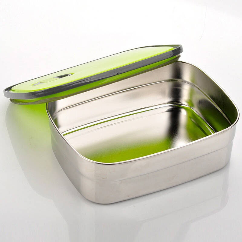 生活谷(valelife) 绿色餐盒 长方型不锈钢饭盒 大号便当盒