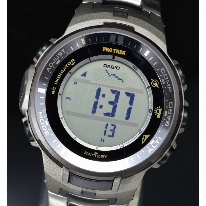 卡西欧(casio)prw-3000t-7dr局电波,温度,气压,方位罗盘钛合金登山