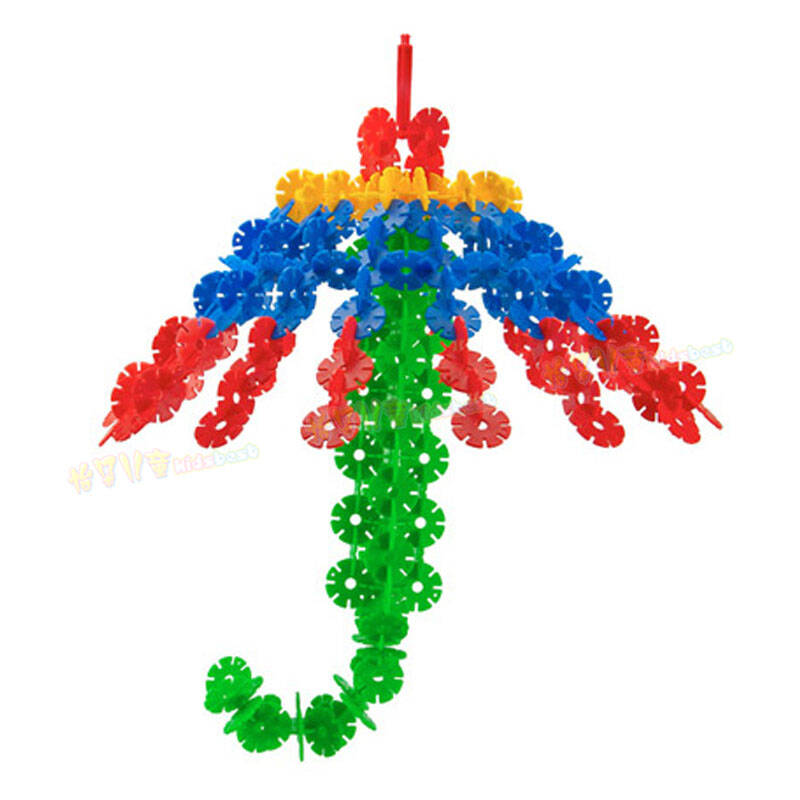 易贝优雪花片积木大号中号加厚 儿童3d塑料拼插玩具宝宝立体百变手工