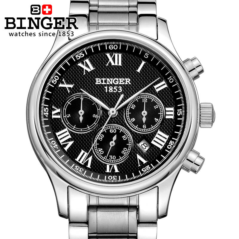 【买一送六】宾格binger手表j563全自动机械表镂空男表男士时尚商务三