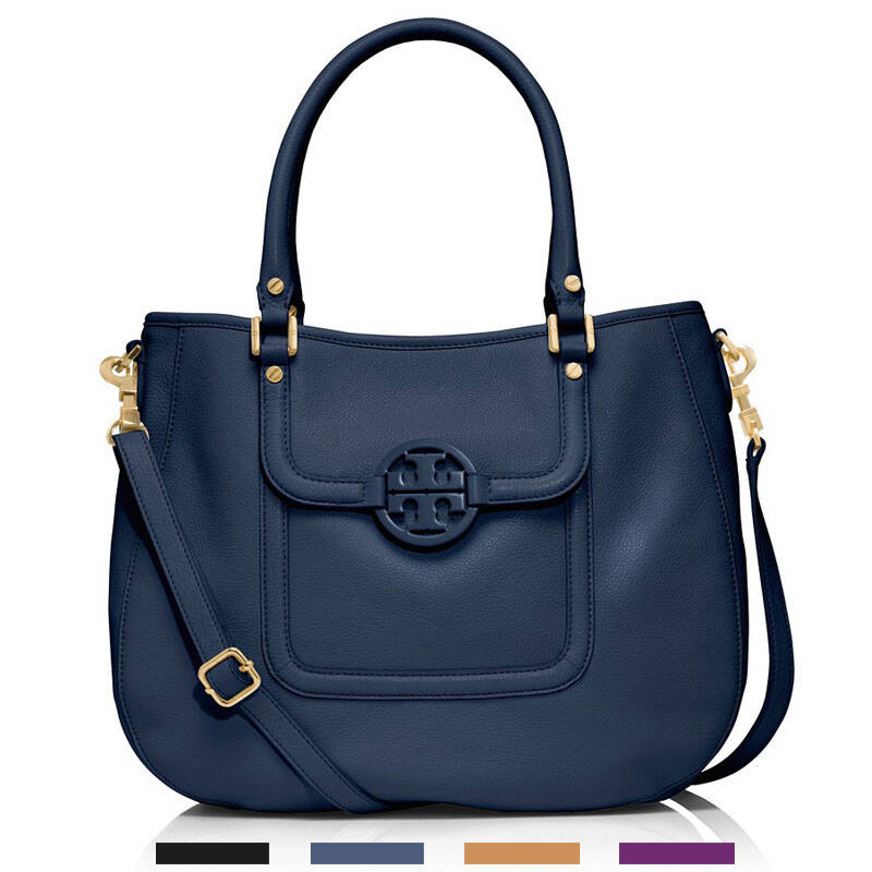 tory burch 托里伯奇 女士单肩手提方形包classic-handle-hobo 深蓝色