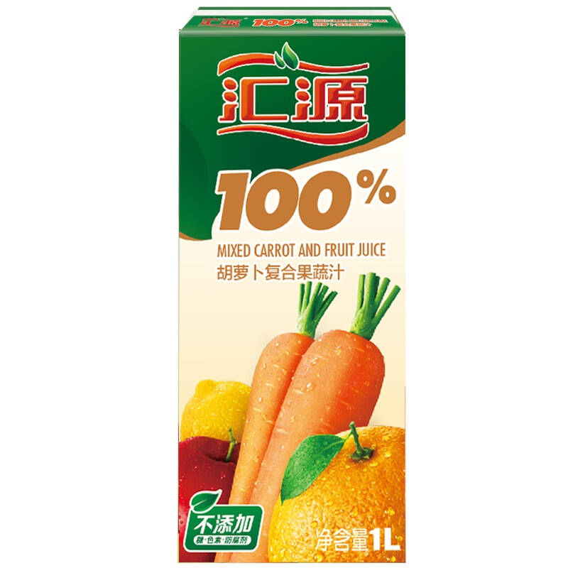 汇源 果汁 100%胡萝卜复盒果蔬汁1l盒装