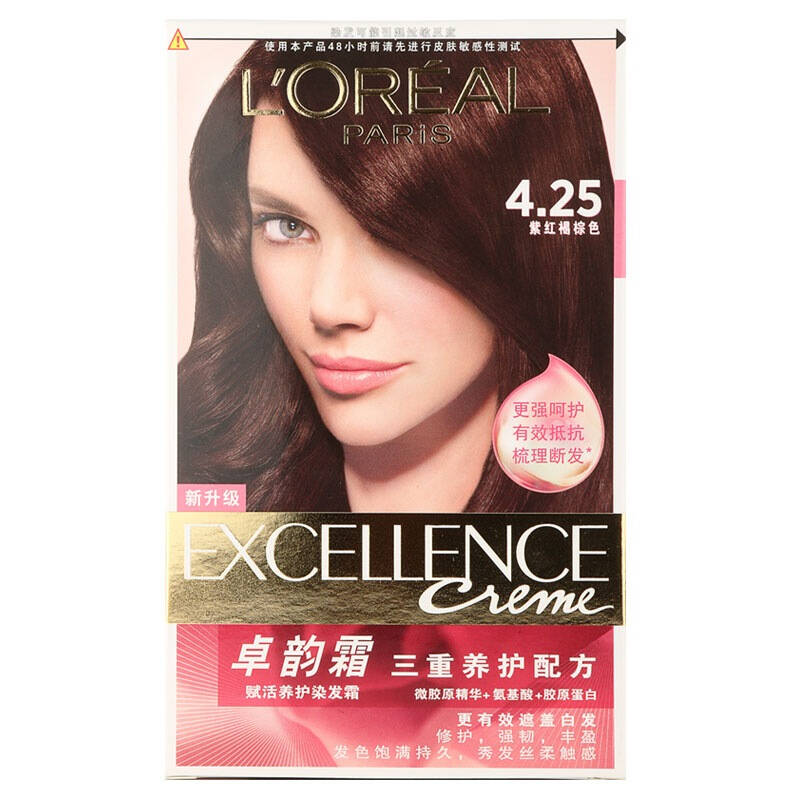 欧莱雅(loreal)卓韵霜护发染发霜 4.25号(紫红褐棕色) 自营