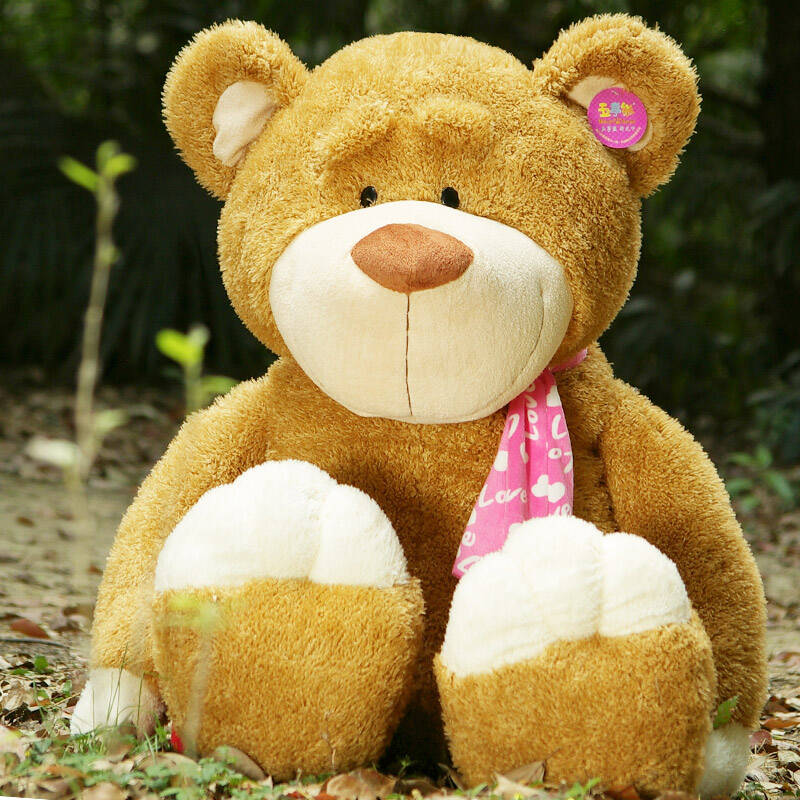 五亭熊 珍爱熊 爱心抱抱熊 经典 泰迪熊 浅棕色 80厘米