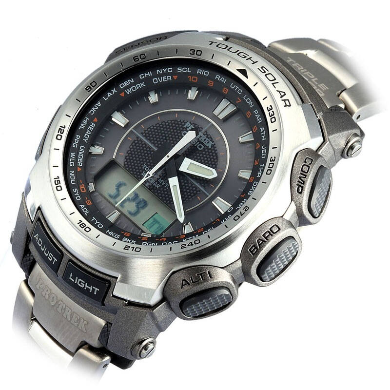 casio 卡西欧六局电波太阳能登山表prw-5100t-7dr