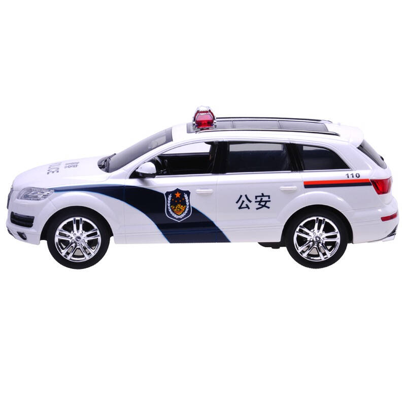 信强遥控玩具车模1:16奥迪q7警车包充电原厂正版授权jc16-1