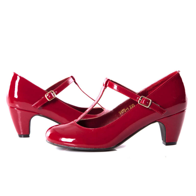 grace gift糖心女孩.甜美t字玛丽珍高跟鞋 9175-1 黑