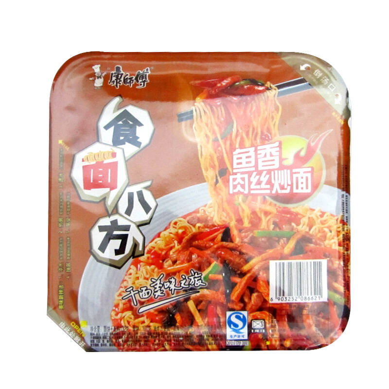 康师傅 食面八方 鱼香肉丝炒方便面132g*12盒/箱