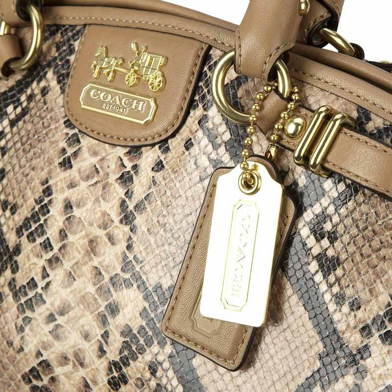 coach 蔻驰 女款麦迪逊系列真皮仿蛇皮手提肩背两用包 19632 ry