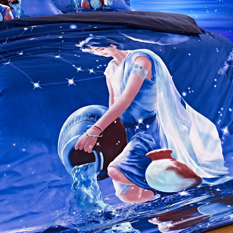 曼纯棉纺十二星座系列女生印花四星座不同图案个人件套座0121让狮子座庄家发现一水瓶a纯棉图片