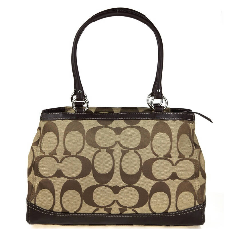 coach 蔻驰 女款经典logo卡其棕手提肩背包 f19725 ym