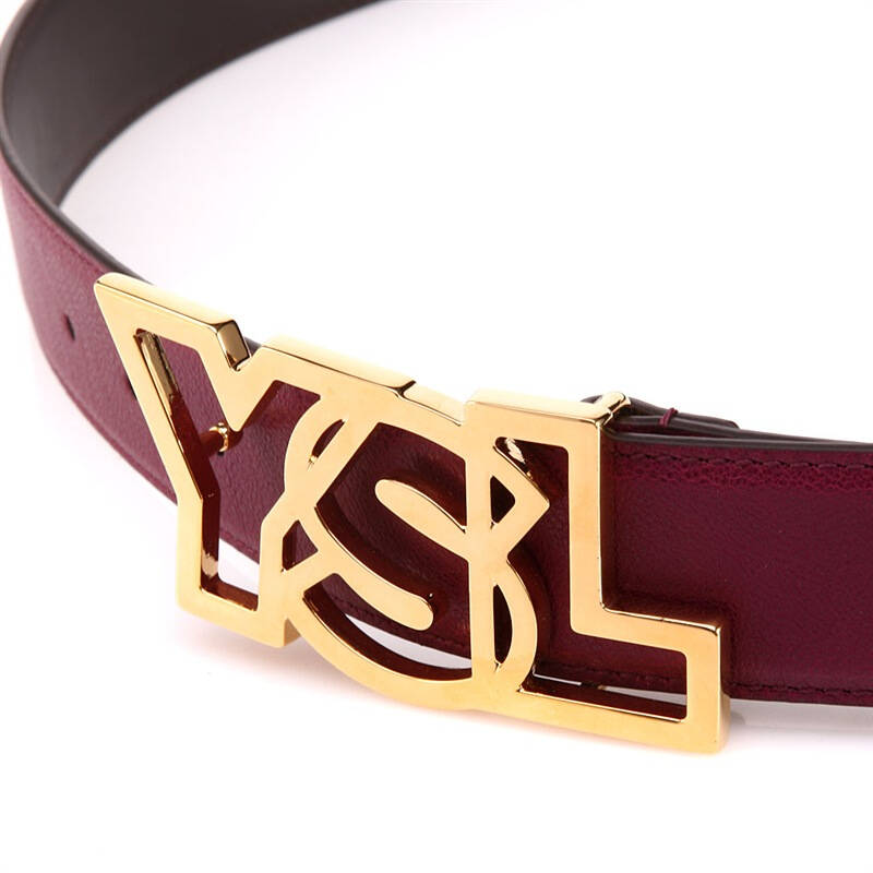 ysl 伊夫圣罗兰 女士梅红色真皮扣头腰带 274609c6d0o5555 xy 100cm