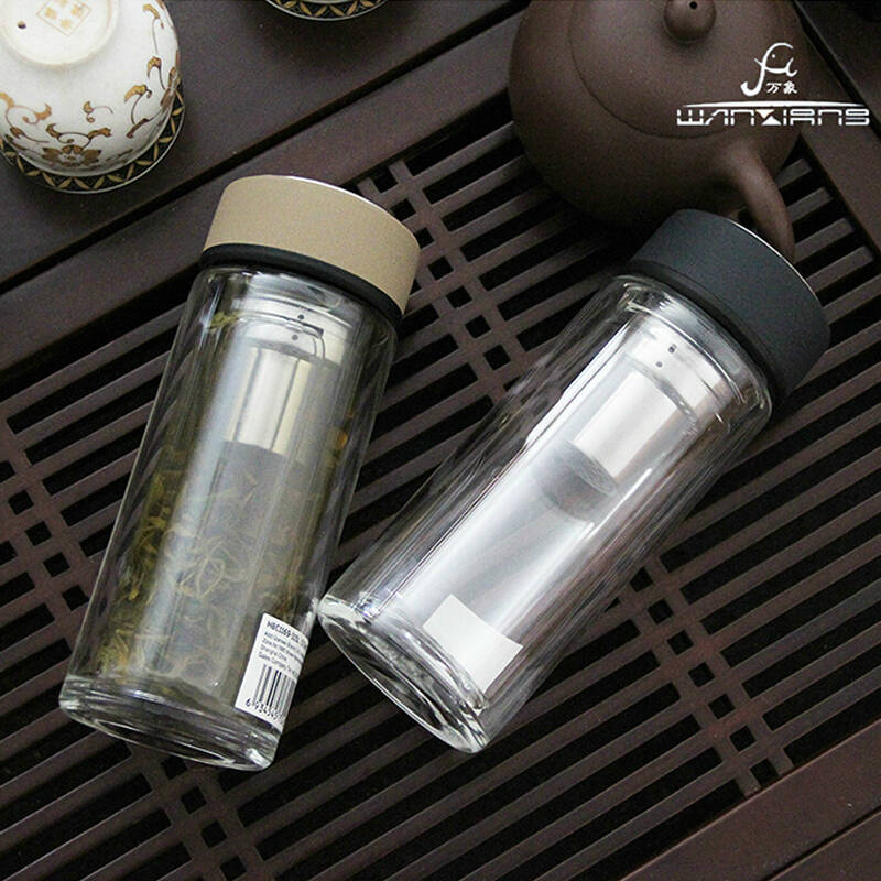 万象正品双层玻璃杯 男女士泡茶杯带过滤网茶漏透明水杯子 高档礼品
