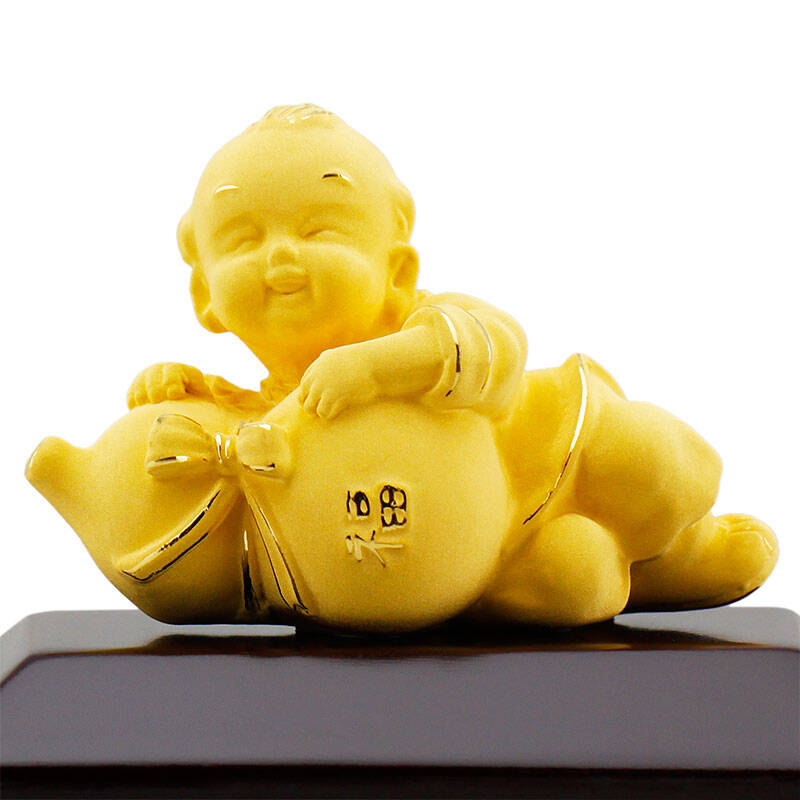 永隆金号 精品绒沙金摆件 表面999足金 吉祥童子 孩子