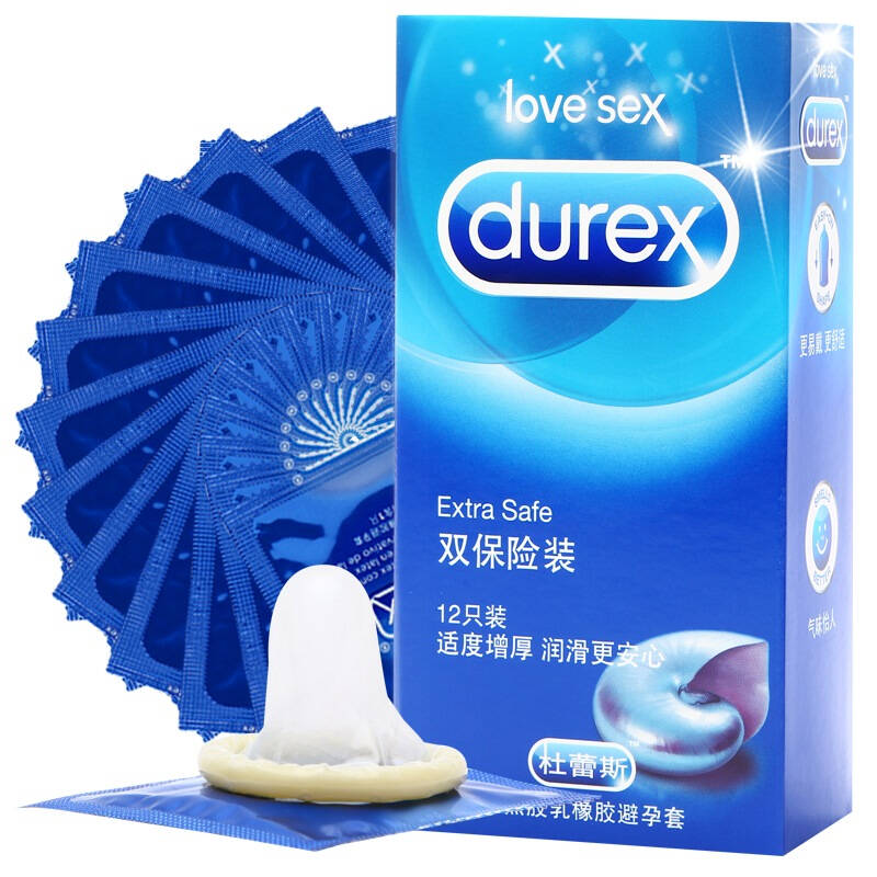 杜蕾斯 避孕套 安全套 超薄 计生用品 加厚 双保险12只装 durex