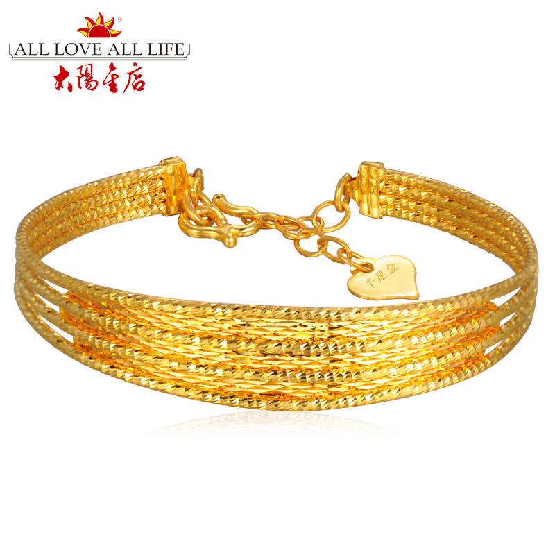 太阳金店 黄金丝丝相连手镯女款60mm约21.56g