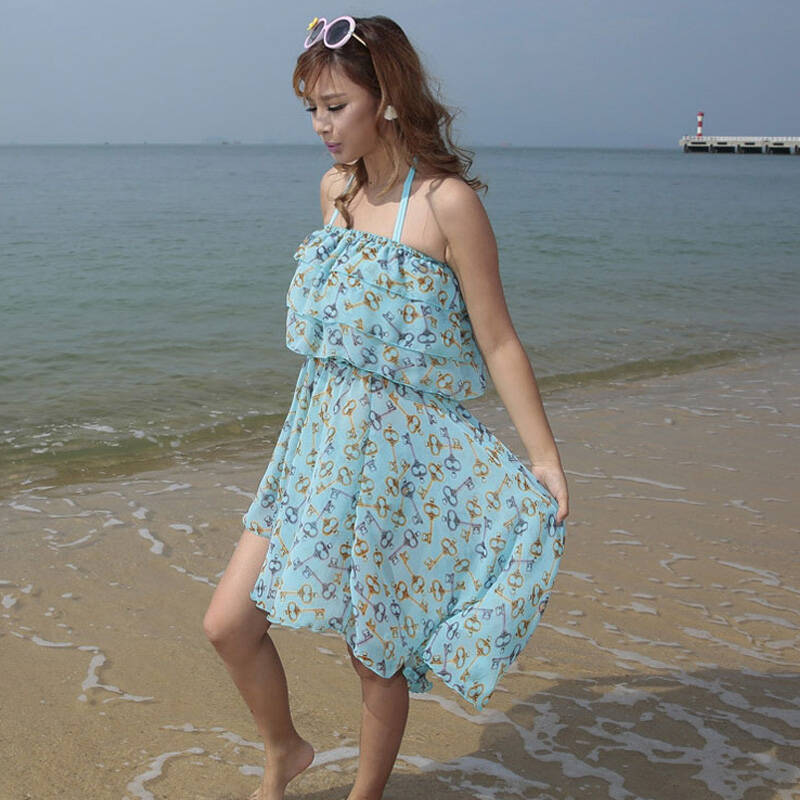 longsail浪胜女士分体泳衣钢托小胸聚拢比基尼三件套抹胸沙滩裙