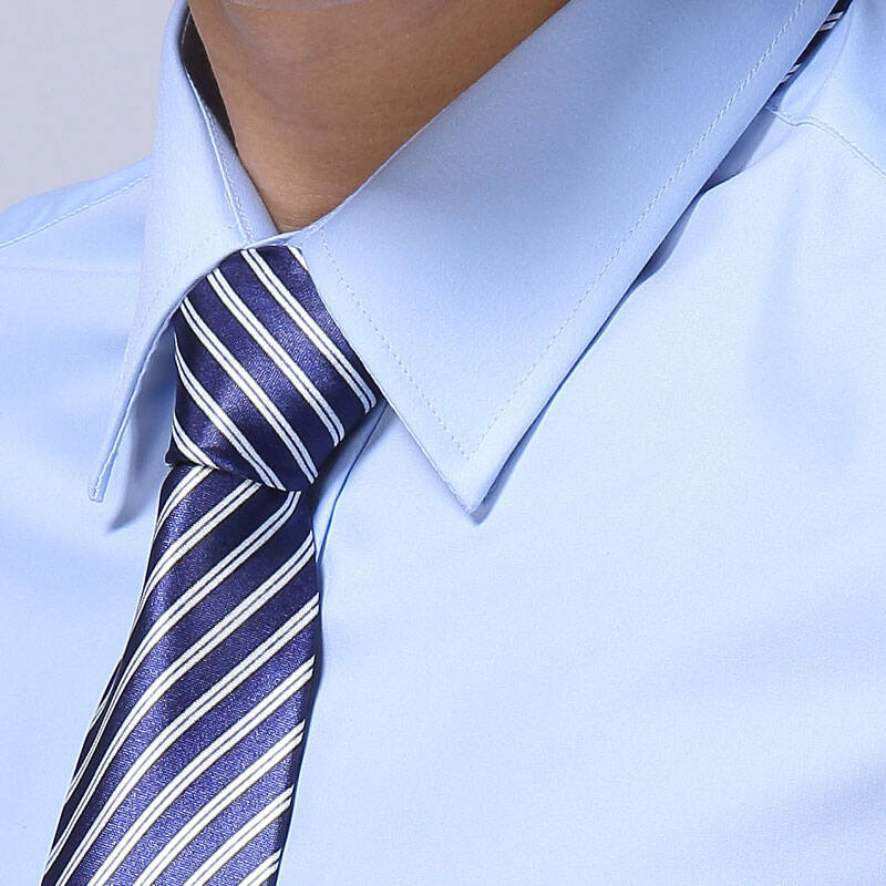【时尚商务】 新款正装衬衫男职业修身商务短袖衬衣免烫 超细旦蓝色