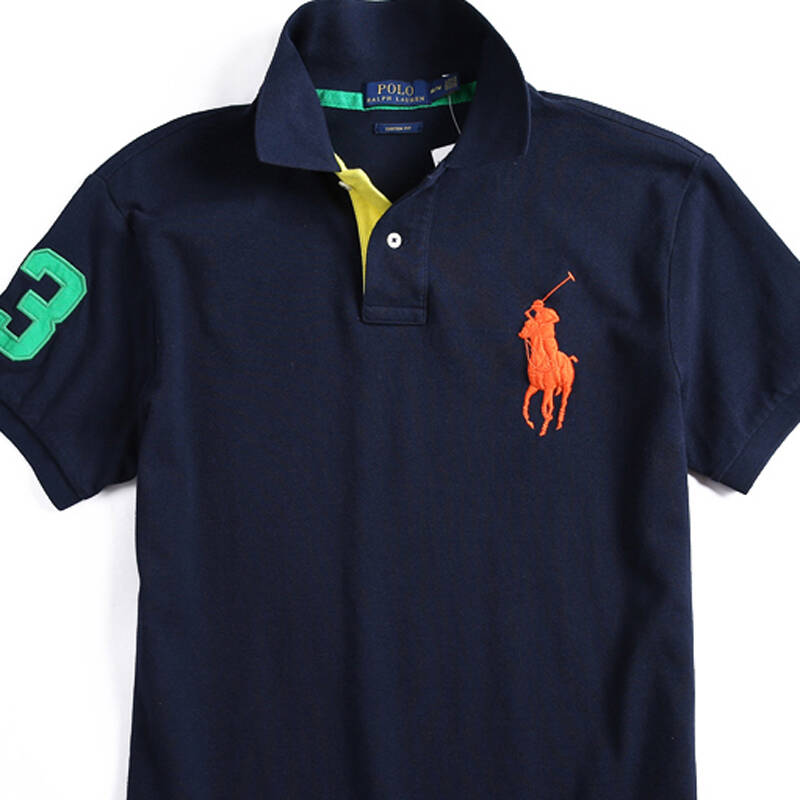 保罗拉夫劳伦(polo ralph lauren)大马标绣标3号男士短袖polo衫 藏蓝