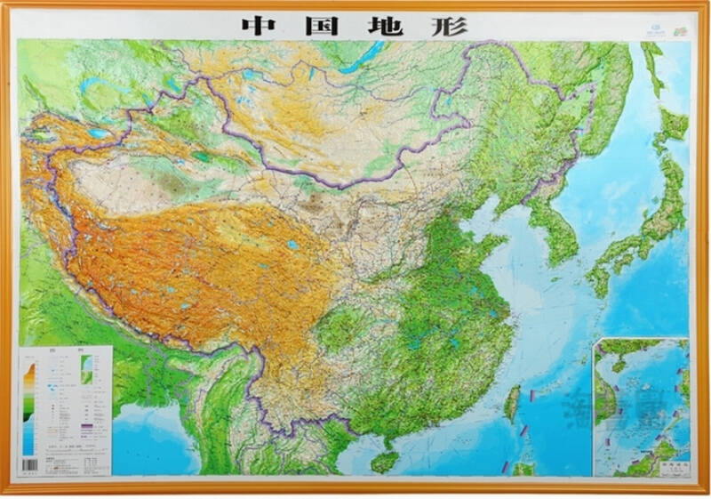 2021博目中国地形图精雕版凹凸立体地形图1米x0.