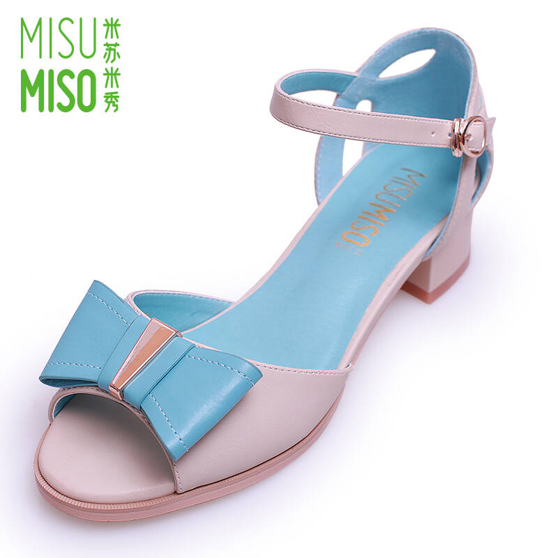 米苏米秀(misu-miso)2015夏季新款一字式扣带凉鞋 粗跟凉鞋m22357023