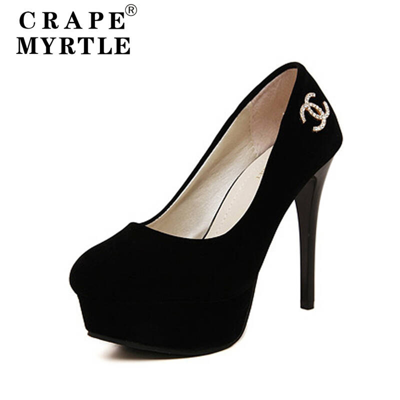 crapemyrtle2015新款单鞋韩国公主高跟鞋浅口细跟单鞋