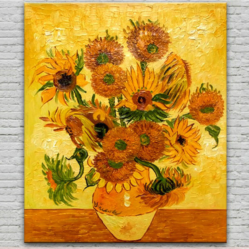 创意吧吧 梵高纯手绘油画客厅卧室餐厅装饰花 向日葵