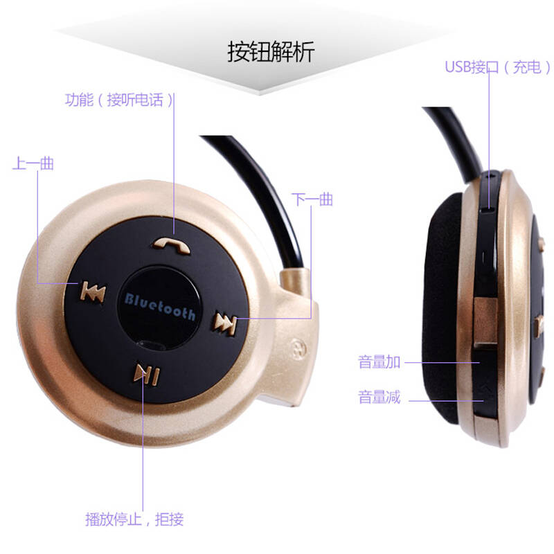 0 蓝牙耳机立体声 通用无线头戴降噪耳麦手机耳机苹果小米三星 插卡