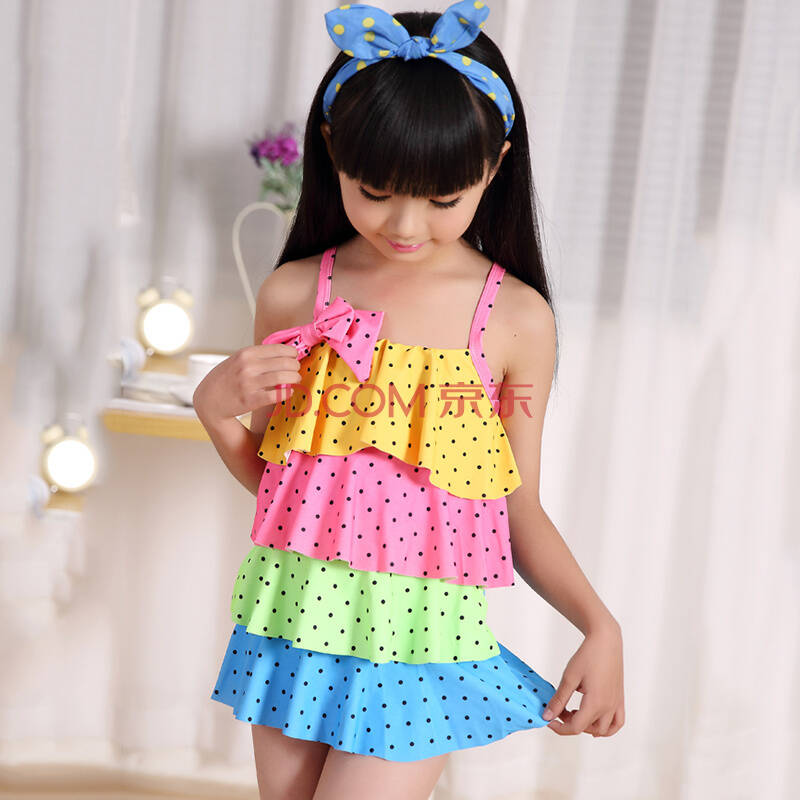 黛汐丝儿童游泳衣 女童连体裙式泳衣女中大童可爱泳装