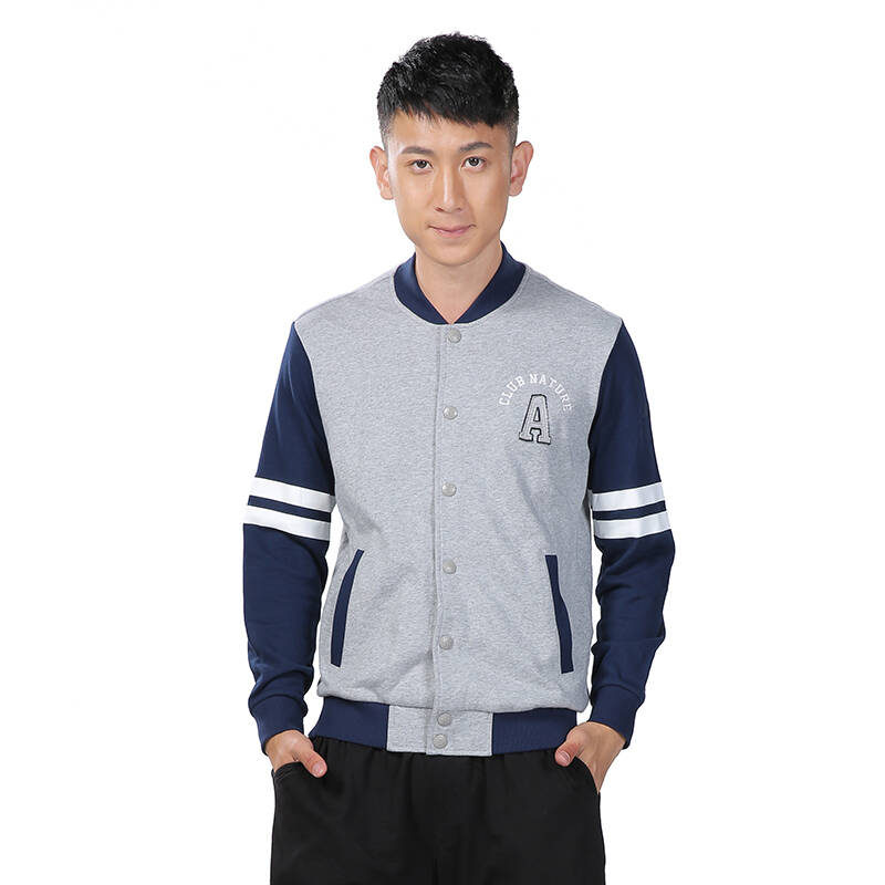 特步运动服男上衣 春季新品棒球衫男装运动休闲针织衫