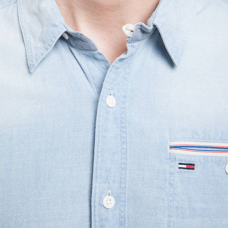 tommy hilfiger 品牌logo长袖衬衫(修身版)| 1957876498ls 464蓝白