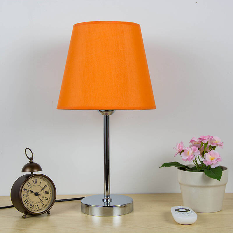 创意简约台灯温馨卧室床头灯可遥控调光时尚装饰灯布艺台灯 橙色普通