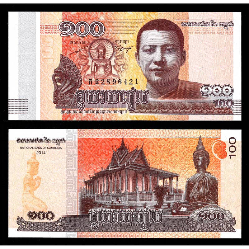 乐享康诚 外国纸币 亚洲 柬埔寨100瑞尔 外国纸币 单张700374