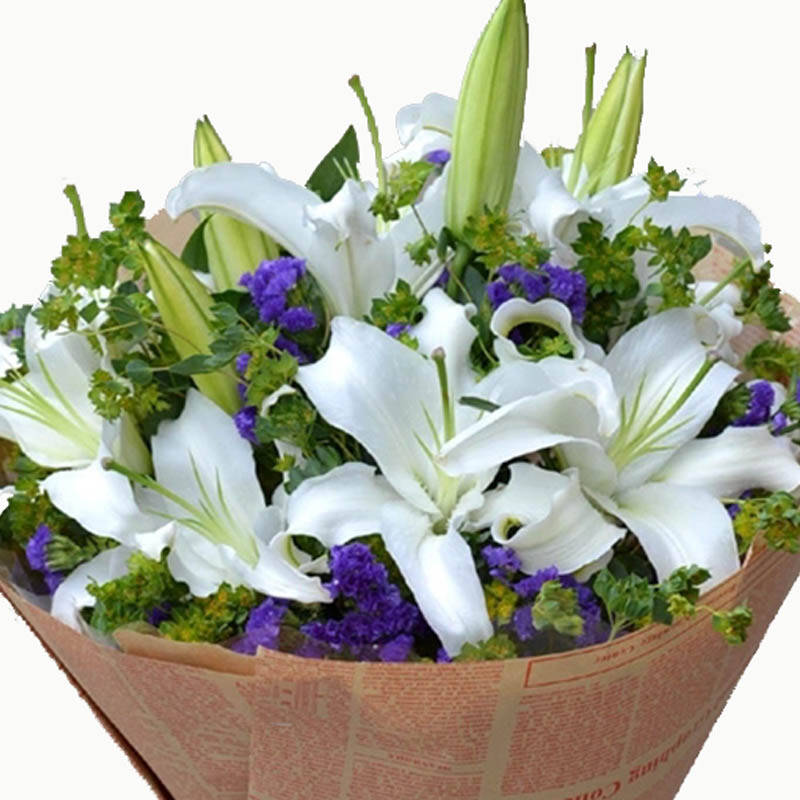 鲜花速递香水百合花束康乃馨同城配送送花 i款11朵白百合花