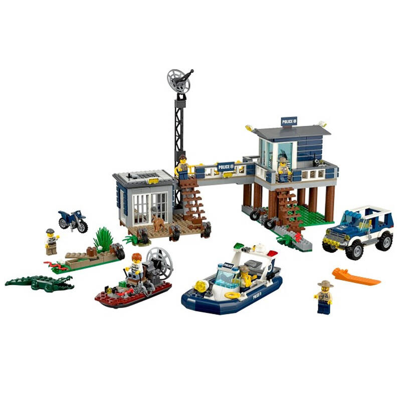 lego乐高儿童益智拼装积木拼插玩具小颗粒城市系列 沼泽警察局 60069