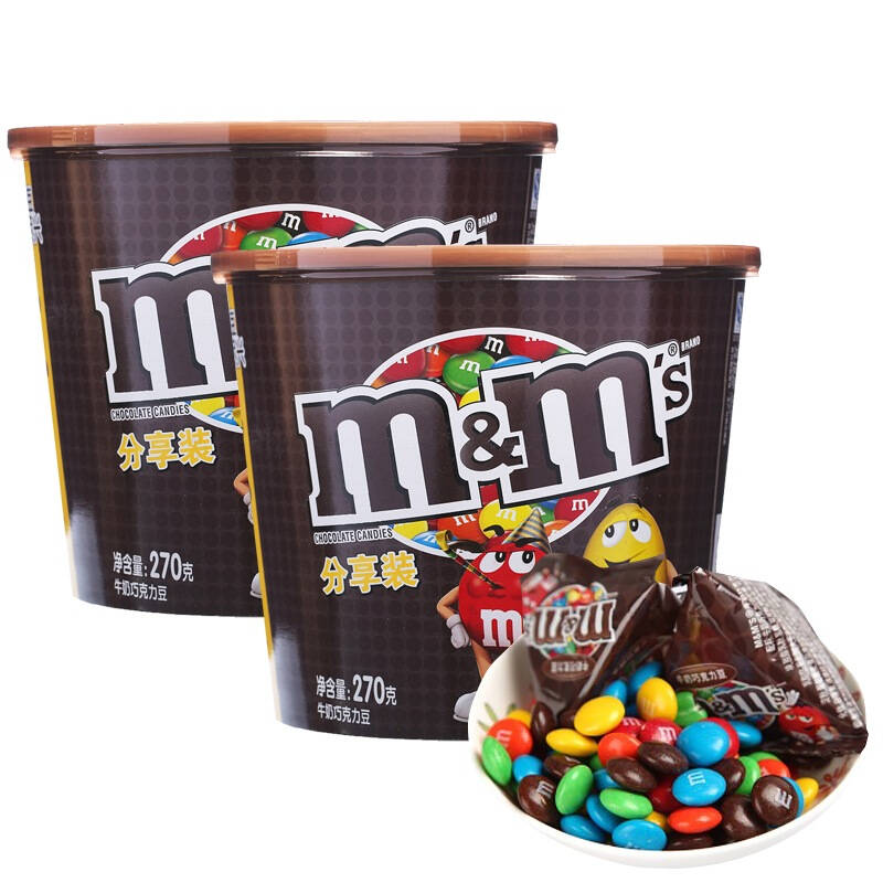 m&m"s 妙趣畅享牛奶巧克力豆碗装270g *2桶 自营